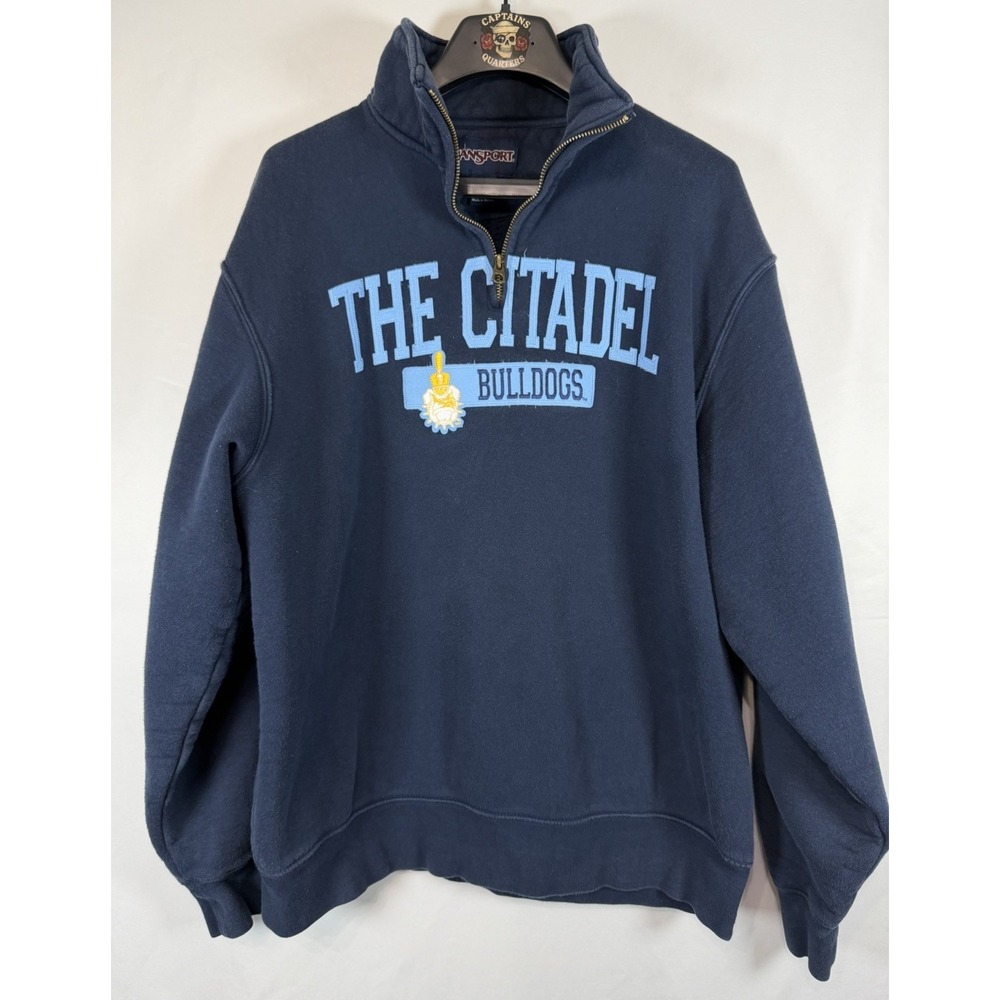 The Citadel Jansport Men's Blue 1/4 Quarter Zip Pullover Sweater Size L